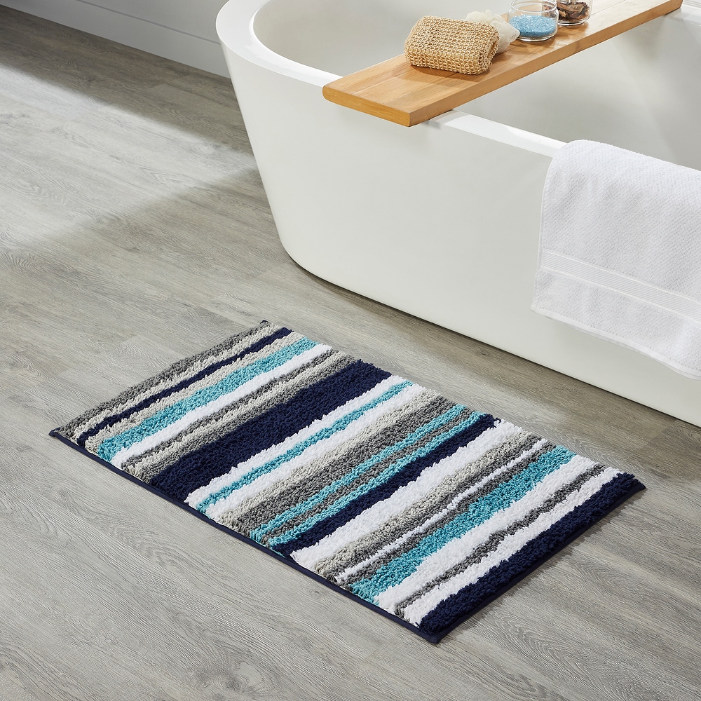 Grey striped online bath mat